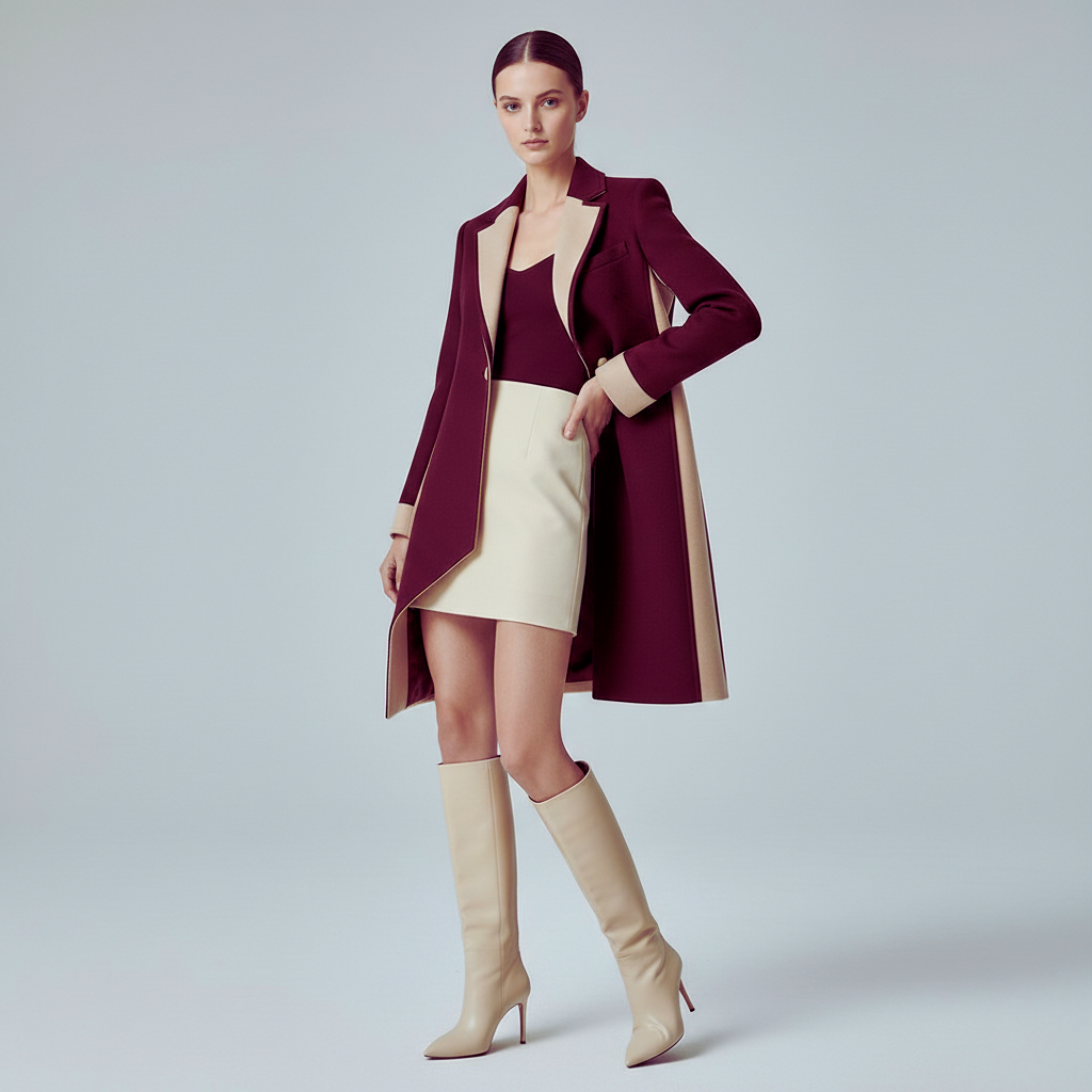 Veste de Blazer Formelle en Mélange de Laine Asymétrique