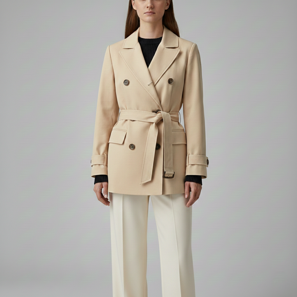 Blazer Ceinturé Croisé Esthétique