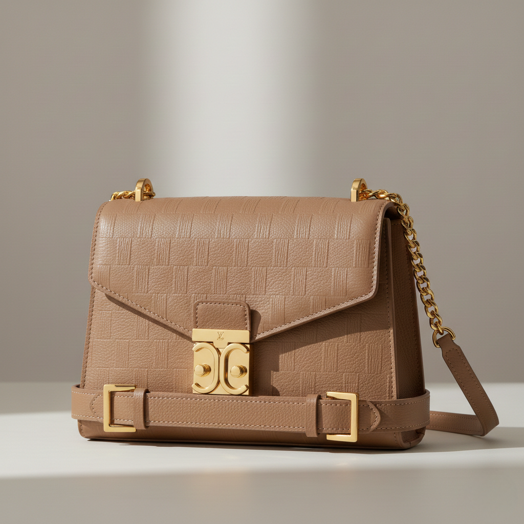 Sac à bandoulière en cuir embossé géométrique