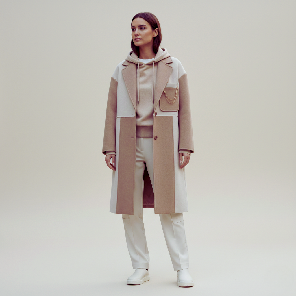 Manteau surdimensionné à panneaux contrastés moderne