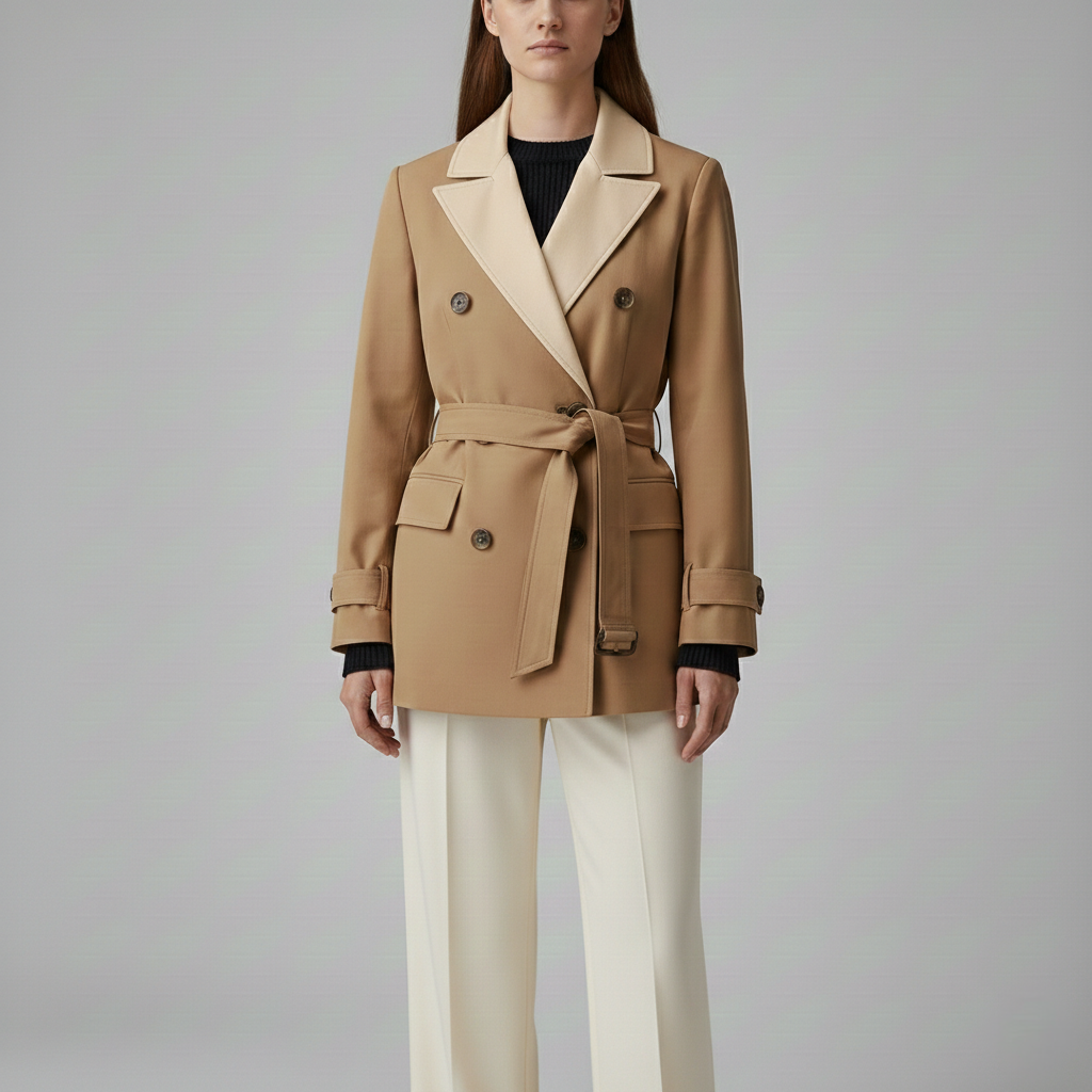 Blazer Ceinturé Croisé Esthétique