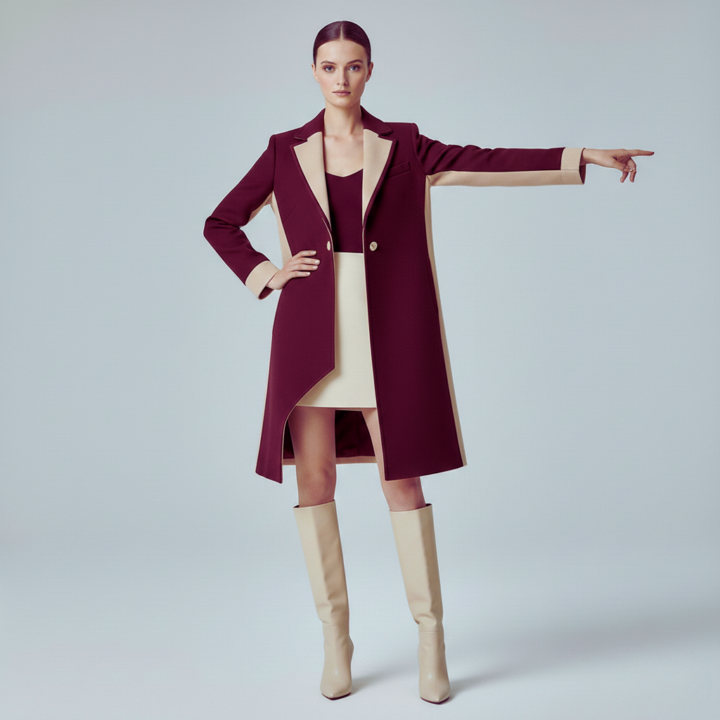 Veste de Blazer Formelle en Mélange de Laine Asymétrique