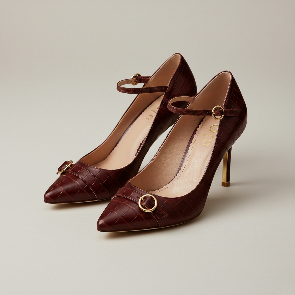 Escarpins en cuir embossé crocodile