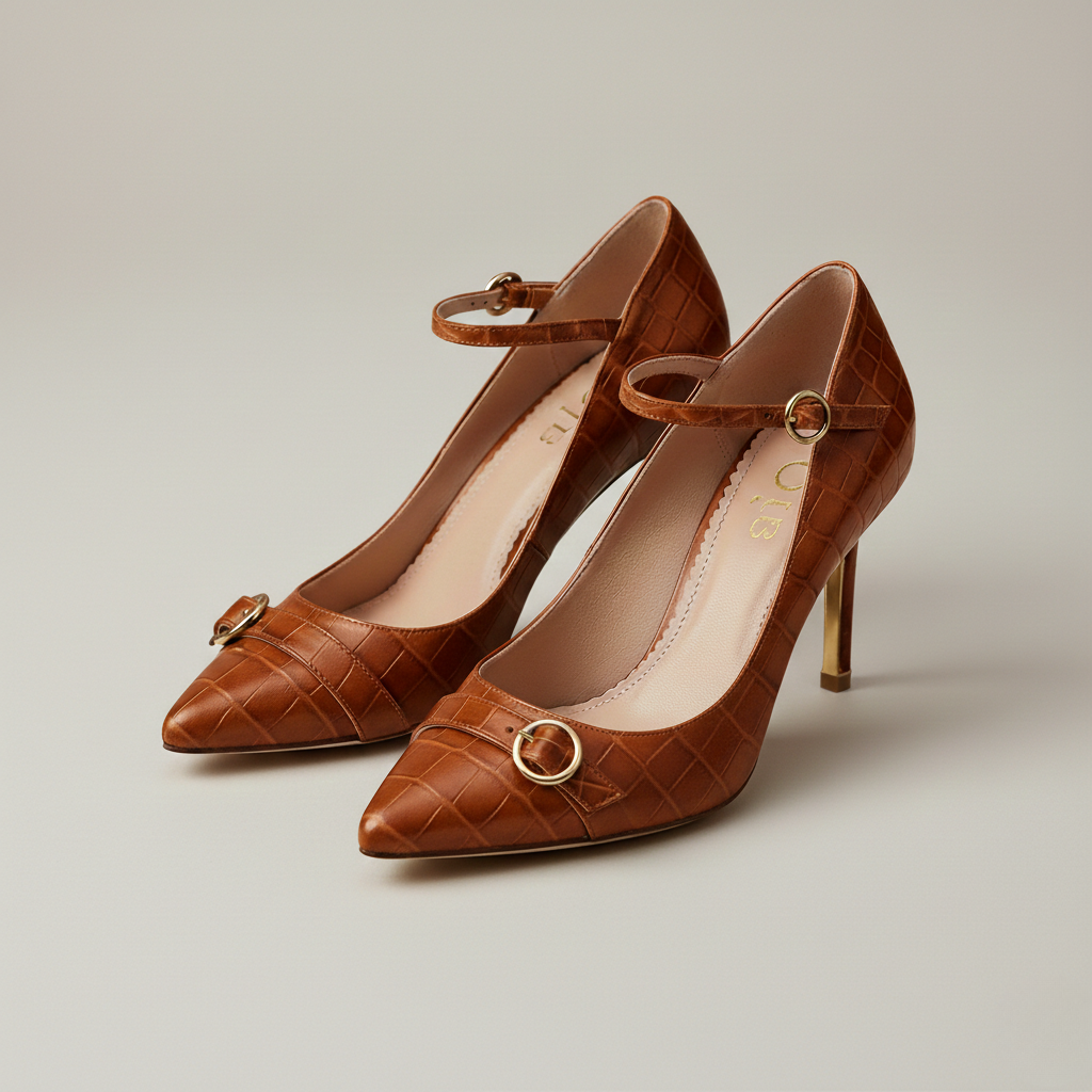 Escarpins en cuir embossé crocodile