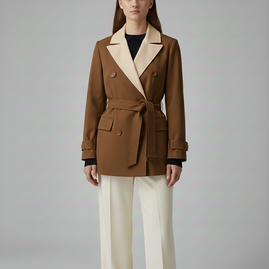 Blazer Ceinturé Croisé Esthétique