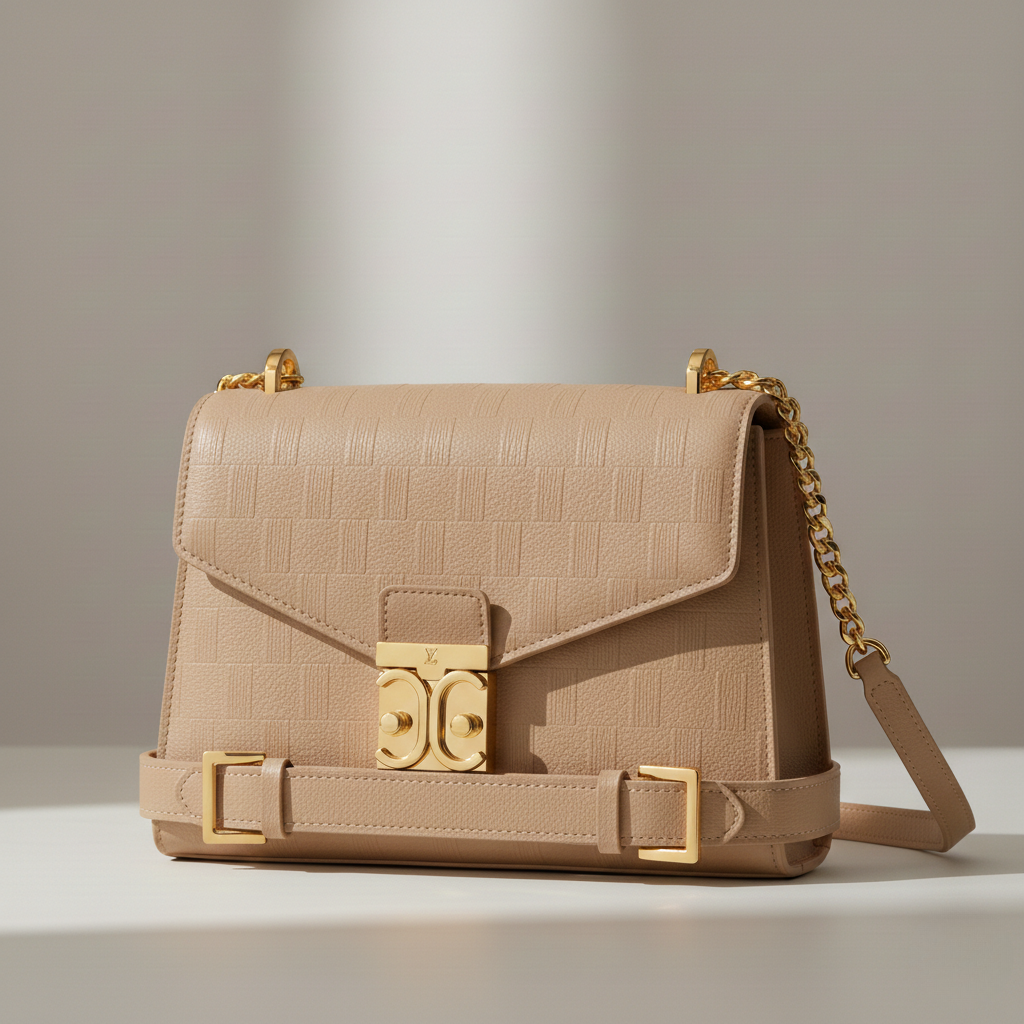 Sac à bandoulière en cuir embossé géométrique