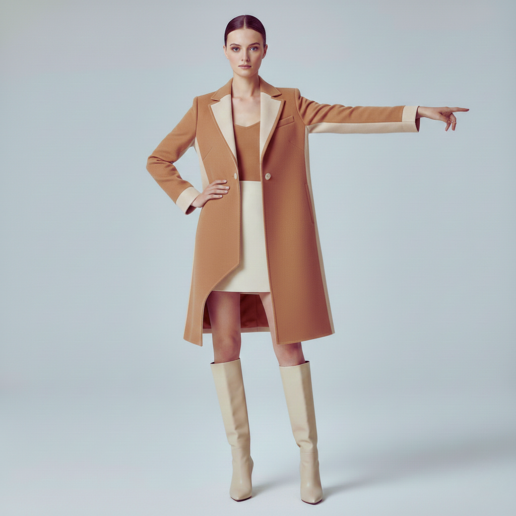 Veste de Blazer Formelle en Mélange de Laine Asymétrique