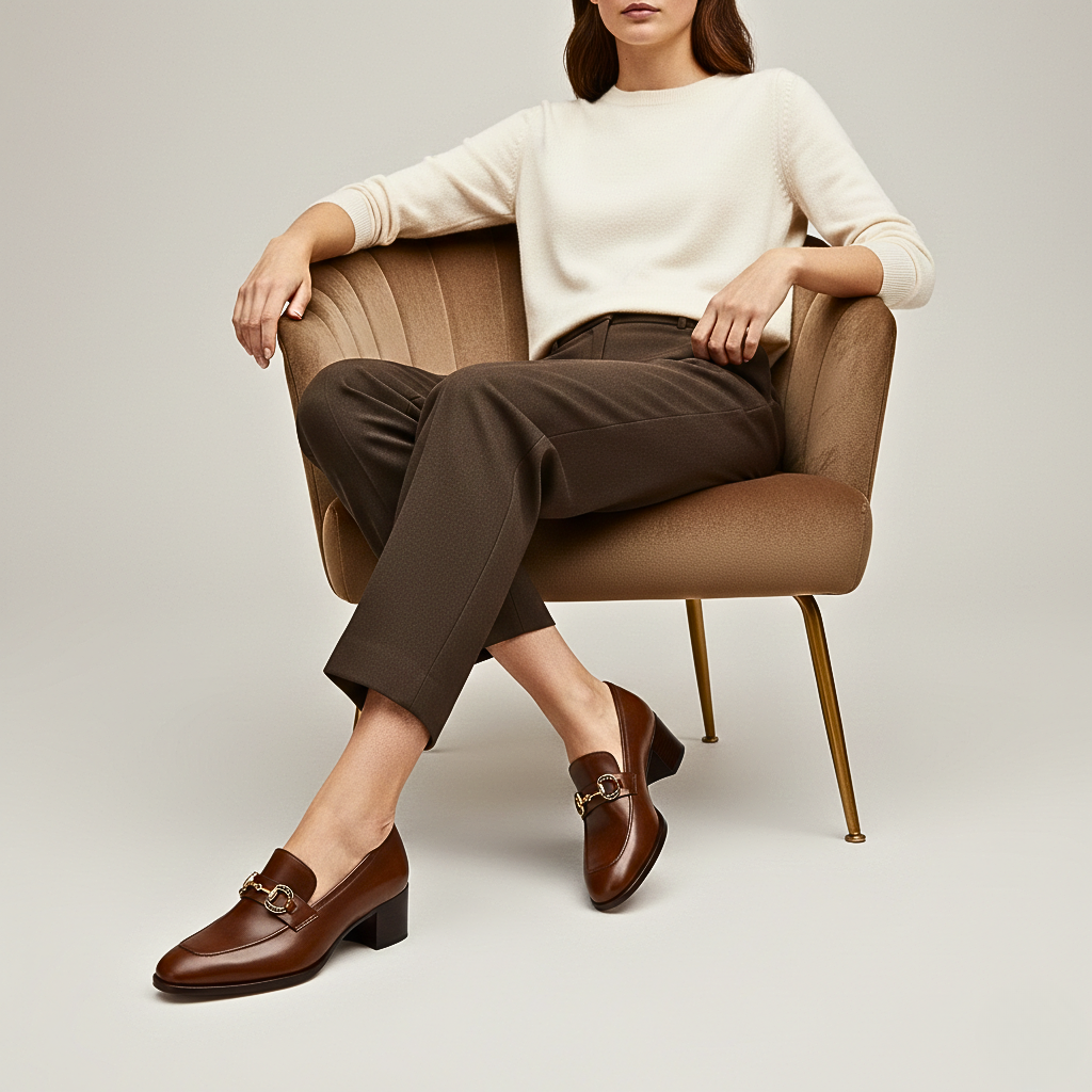 Mocassins en Cuir à Talon Bloc