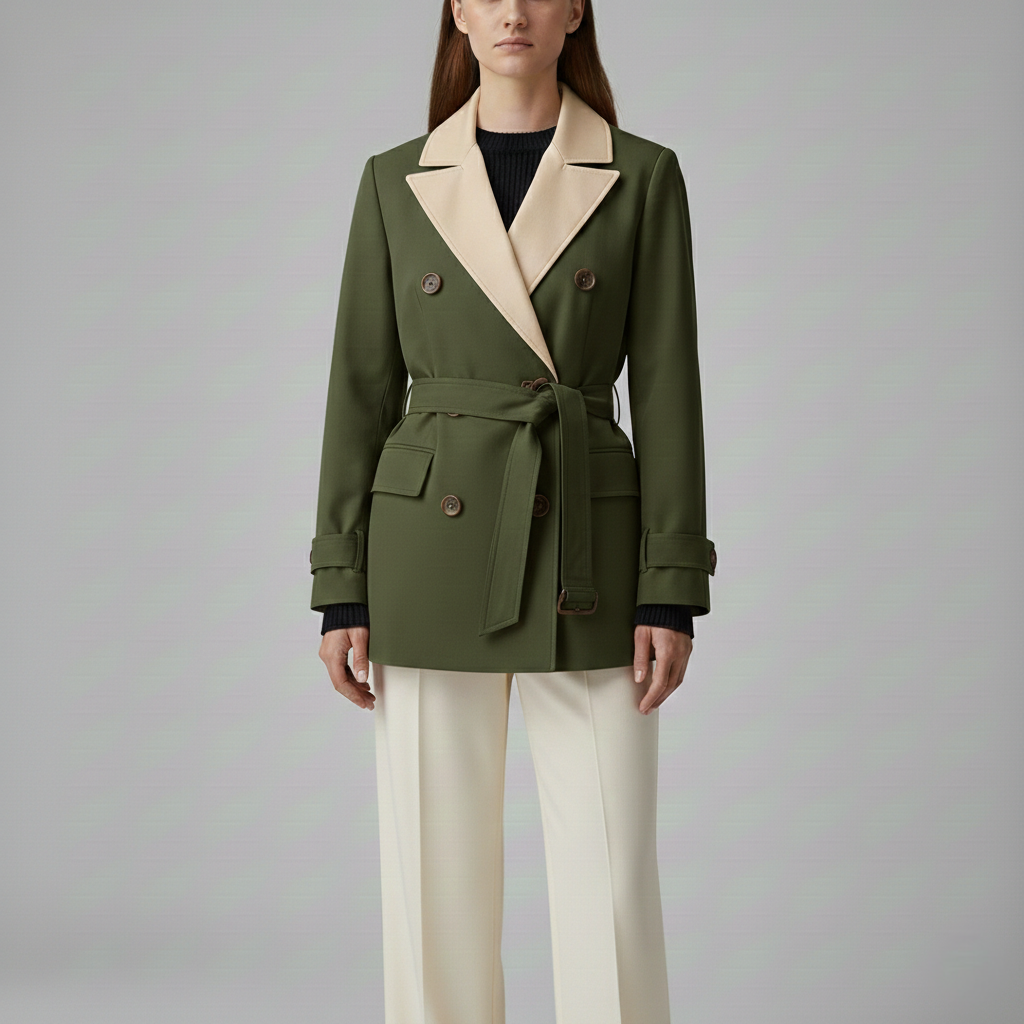 Blazer Ceinturé Croisé Esthétique