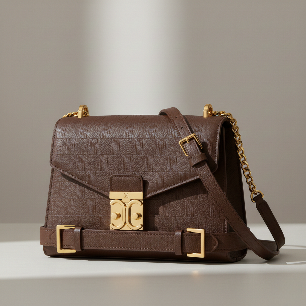 Sac à bandoulière en cuir embossé géométrique