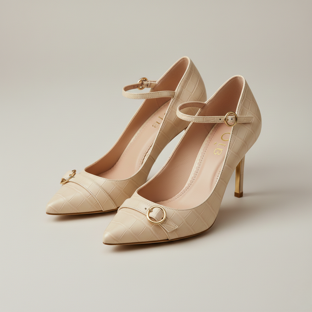 Escarpins en cuir embossé crocodile