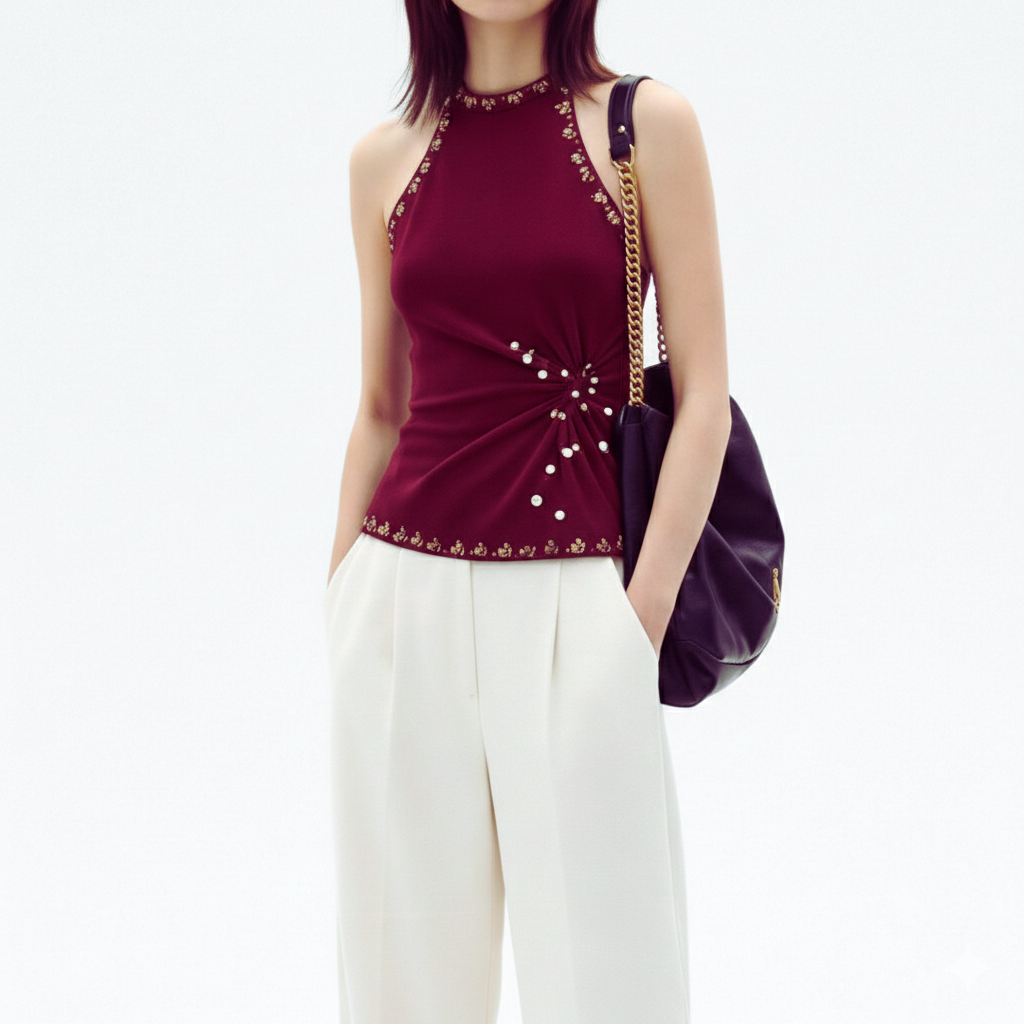 Haut à Col Halter Ruché Embelli