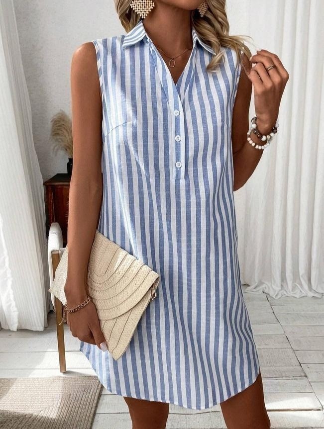 Anora - Robe Chemise Rayée Toucher Doux