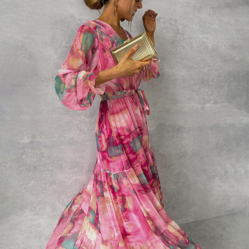 Robe d'été pour femme à manches longues, décontractée pour le quotidien et les vacances