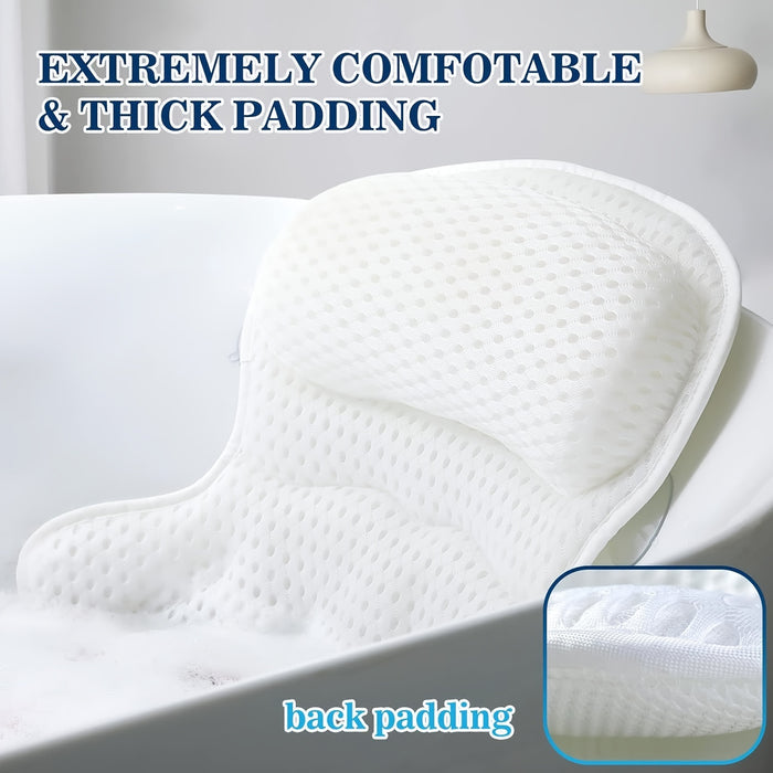 LuxieSpa 4D Coussin de Bain Luxe - Coussin Respirant avec Support pour le Cou et le Dos pour un Bain Relaxant