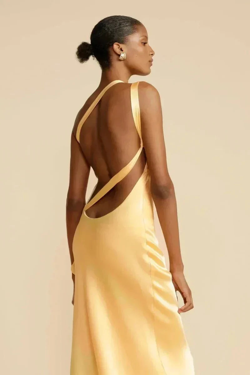 Robe de Soirée en Polyester avec Col Tombant et Design à Une Épaule