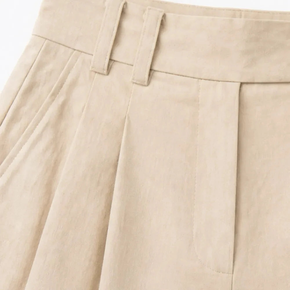 Verona – Pantalon lantern à taille haute plissé avec poignet volanté