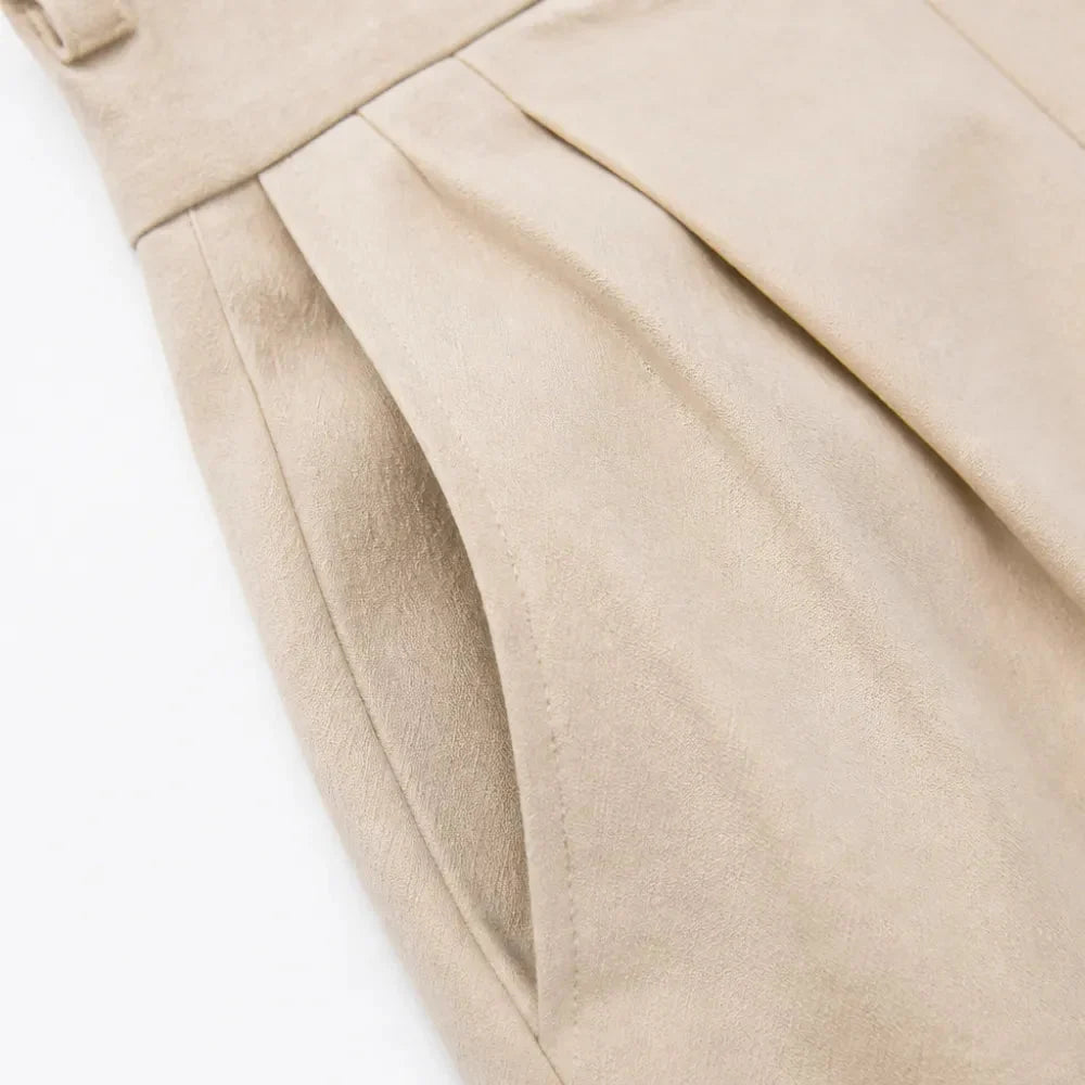 Verona – Pantalon lantern à taille haute plissé avec poignet volanté