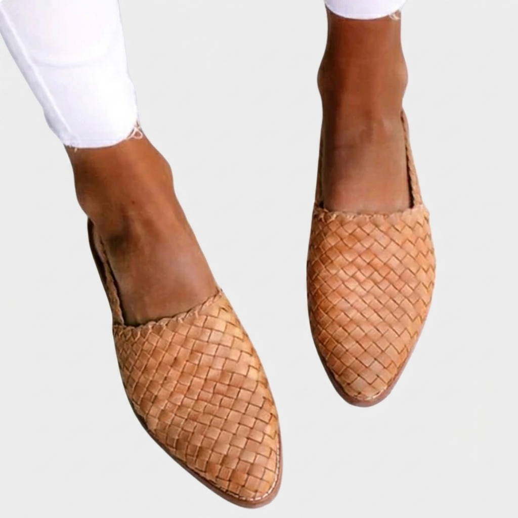 Ballerines Femme Tressées Slingback Chaussures Élégantes Bout Pointu