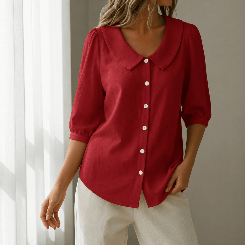 Collaré – Blouse à boutons avec col Peter Pan rétro