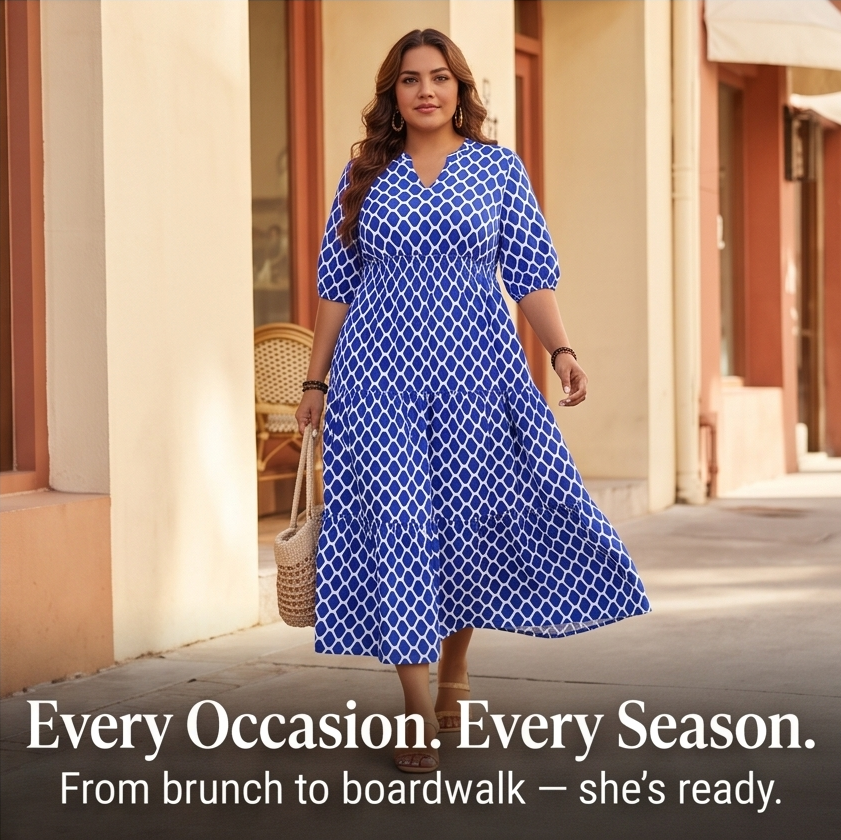 Curvella – Robe Maxi Boho Femme avec Poches