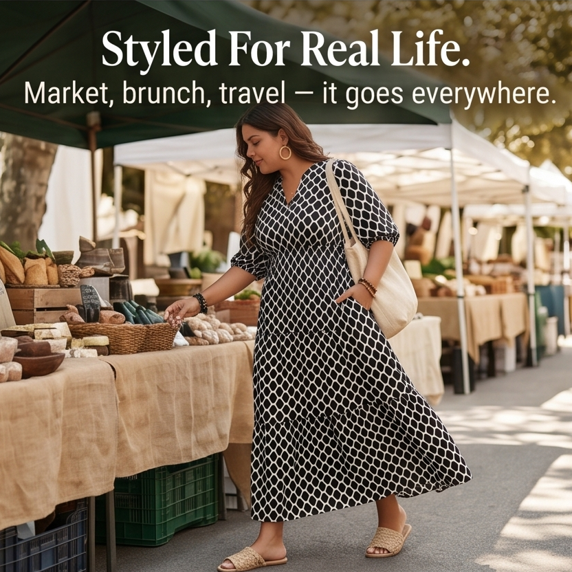Curvella – Robe Maxi Boho Femme avec Poches