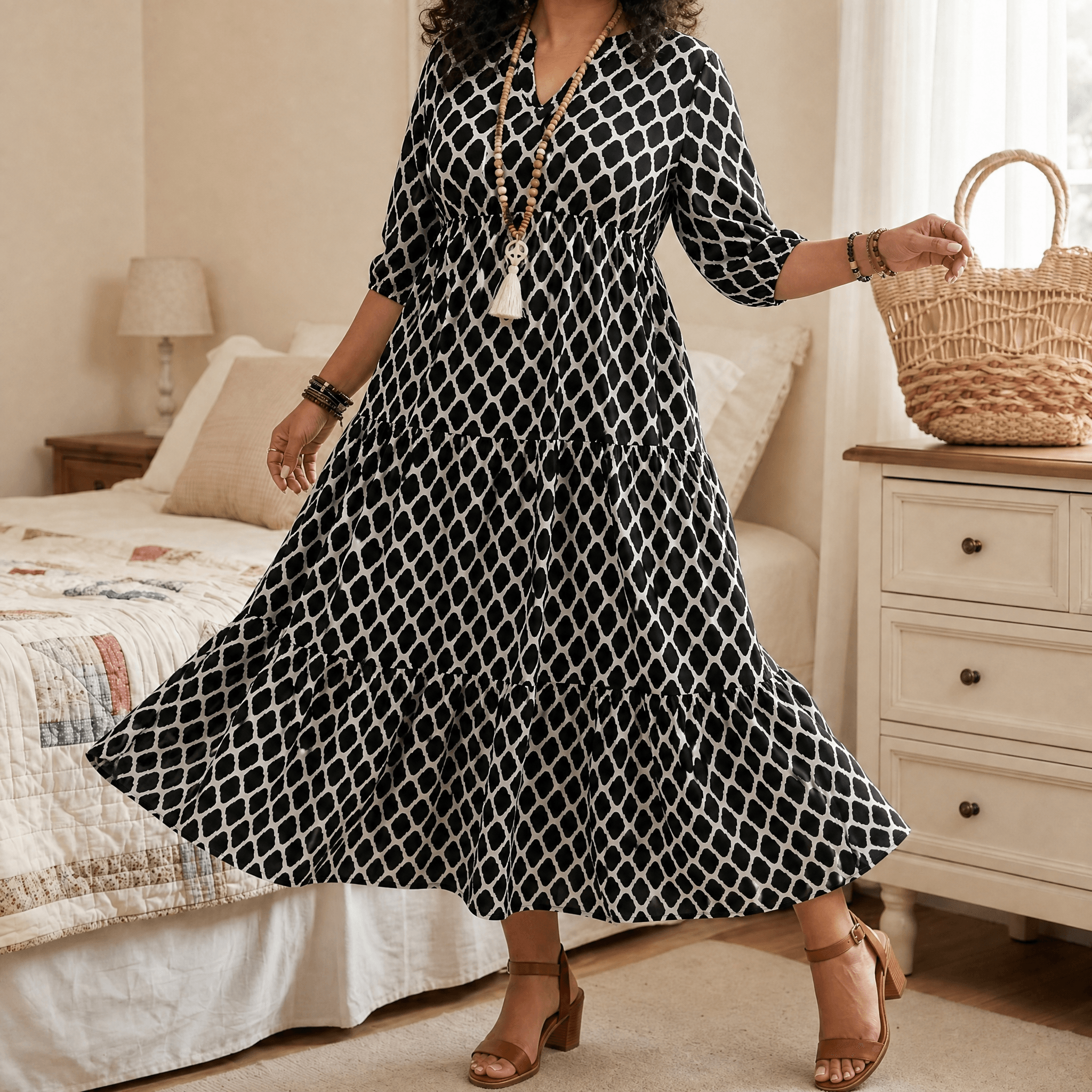 Curvella – Robe Maxi Boho Femme avec Poches