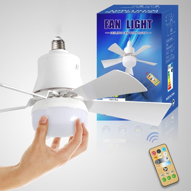 LuxeBreeze Ventilateur de Plafond Portable & Lumière | Élégante solution 2-en-1 avec télécommande pour confort et style