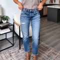 Denara – Jean cropped déchiré en stretch doux pour femmes