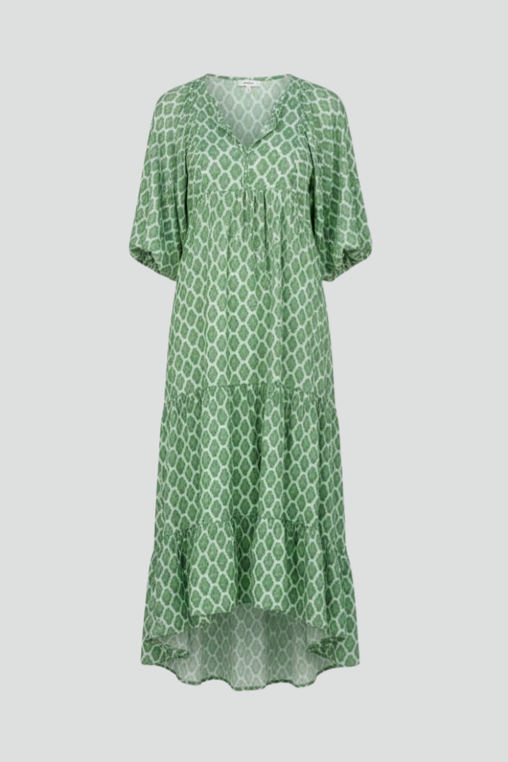 Robe Longue Femme avec Décolleté en V et Manches Courtes