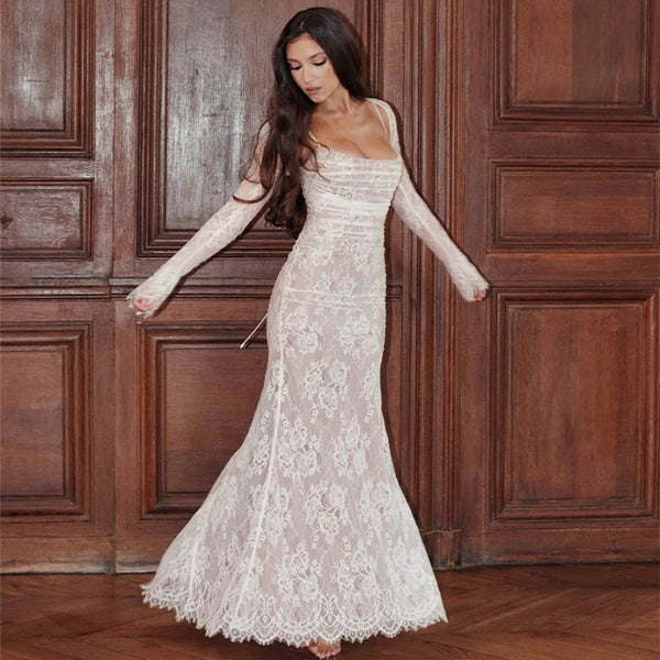 Robe maxi en dentelle confortable