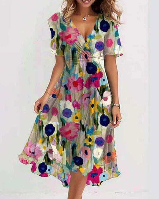 Sonnia | Robe d'été à décolleté en V colorée