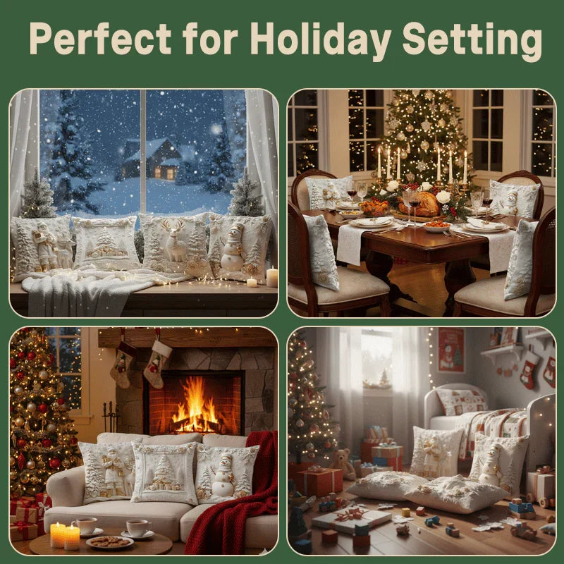 DecorCovers | Ensemble de 4 Housses Décoratives de Noël 3D