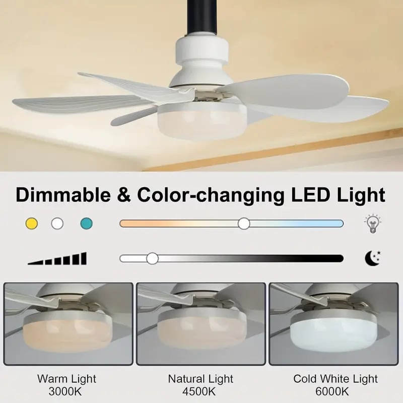LuxeBreeze Ventilateur de Plafond Portable & Lumière | Élégante solution 2-en-1 avec télécommande pour confort et style