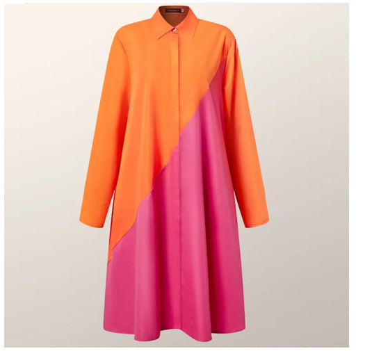 Robe-blouse A-Ligne pour Femmes avec Col Polo et Poches