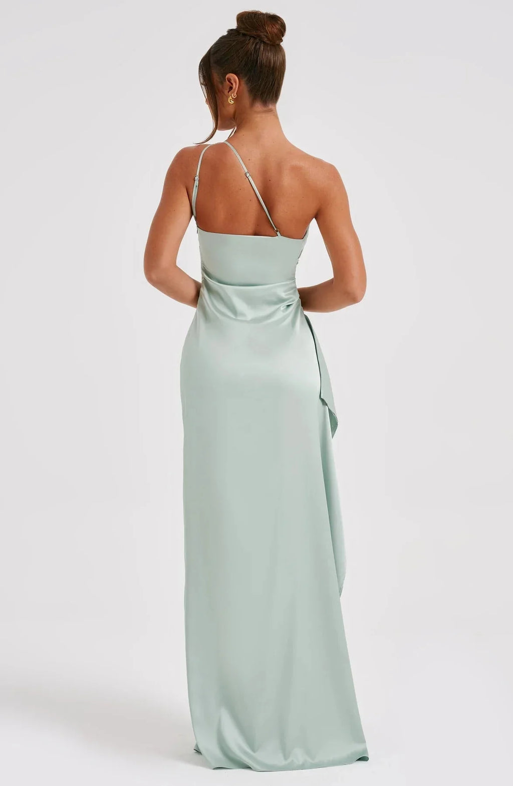 Robe de Soirée Femme à Une Épaule, Plis et Fente