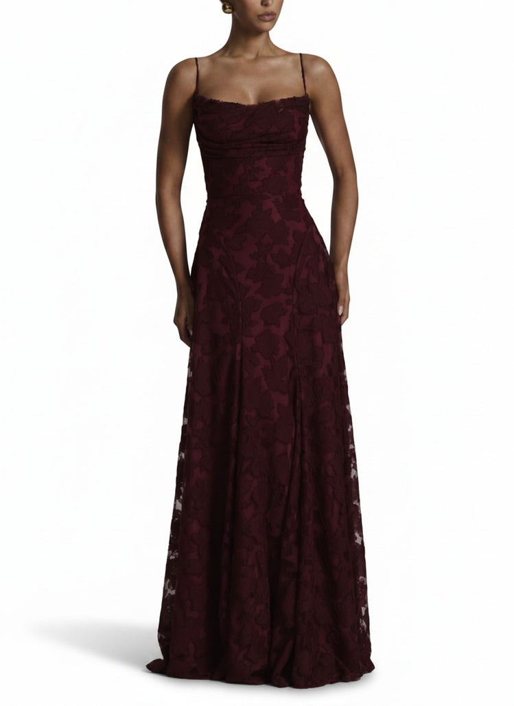 Robe de Soirée Femme Sans Manches avec Imprimé Floral, A-ligne et Dos Ouvert