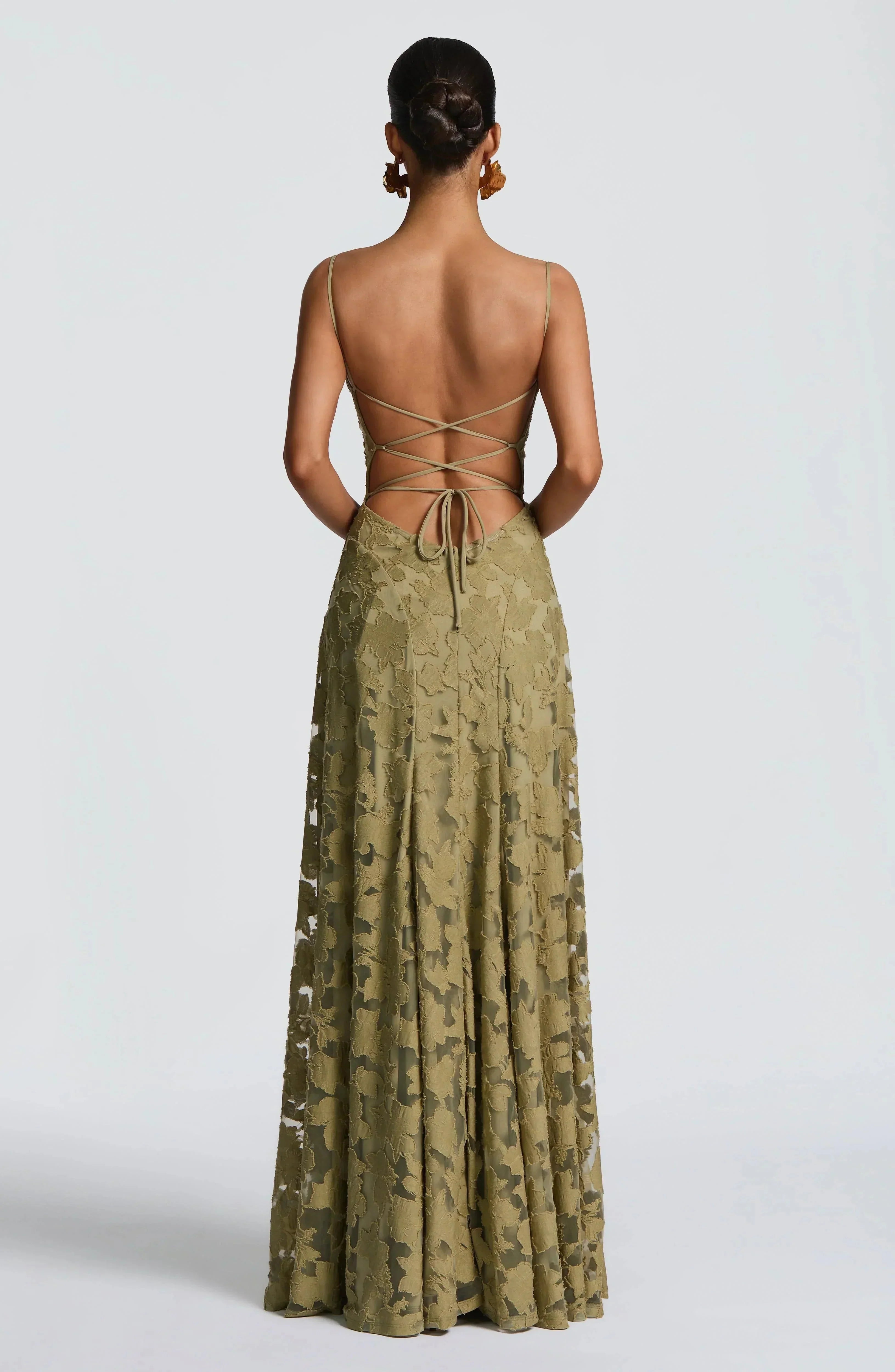 Robe de Soirée Femme Sans Manches avec Imprimé Floral, A-ligne et Dos Ouvert
