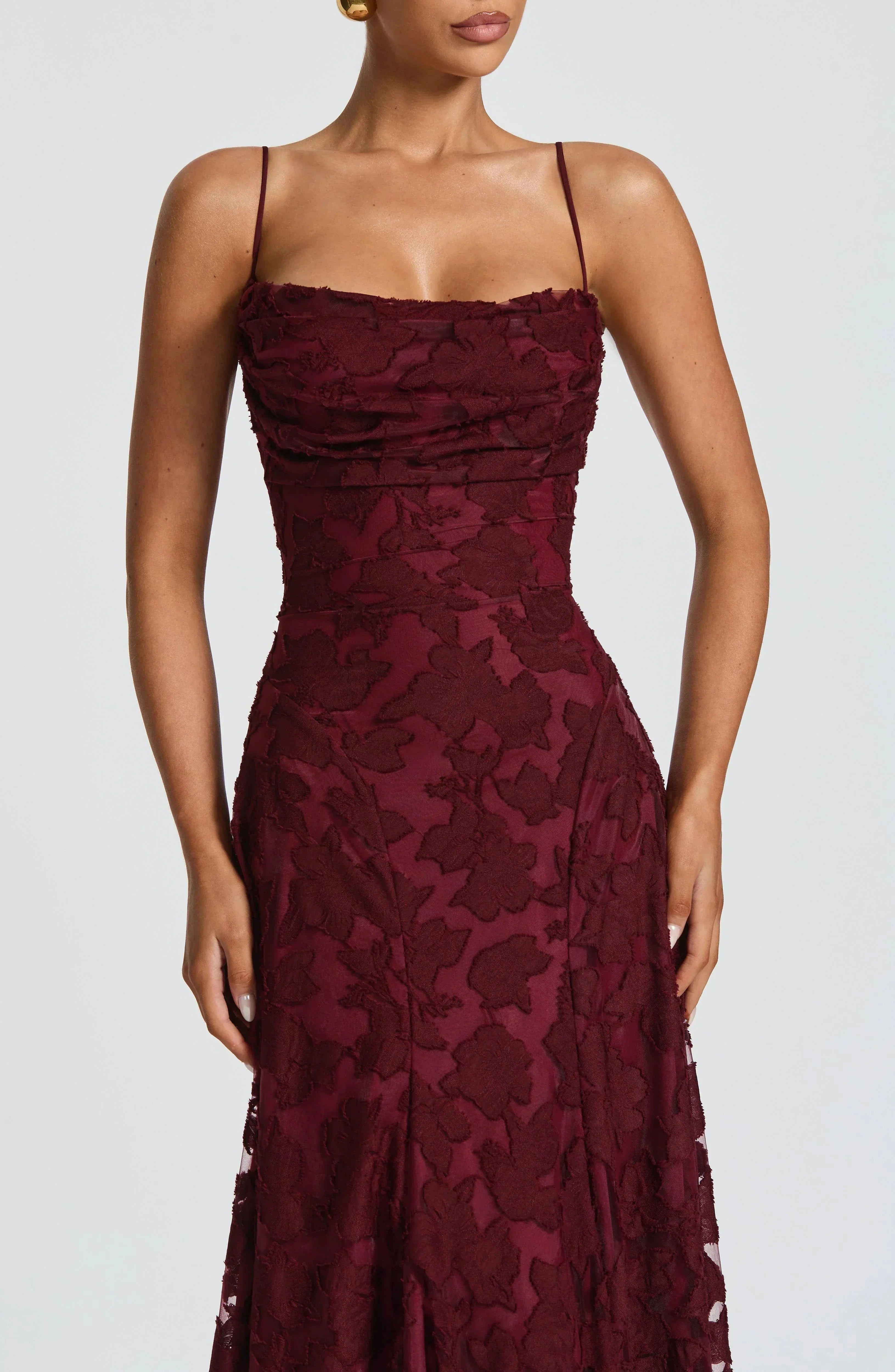 Robe de Soirée Femme Sans Manches avec Imprimé Floral, A-ligne et Dos Ouvert