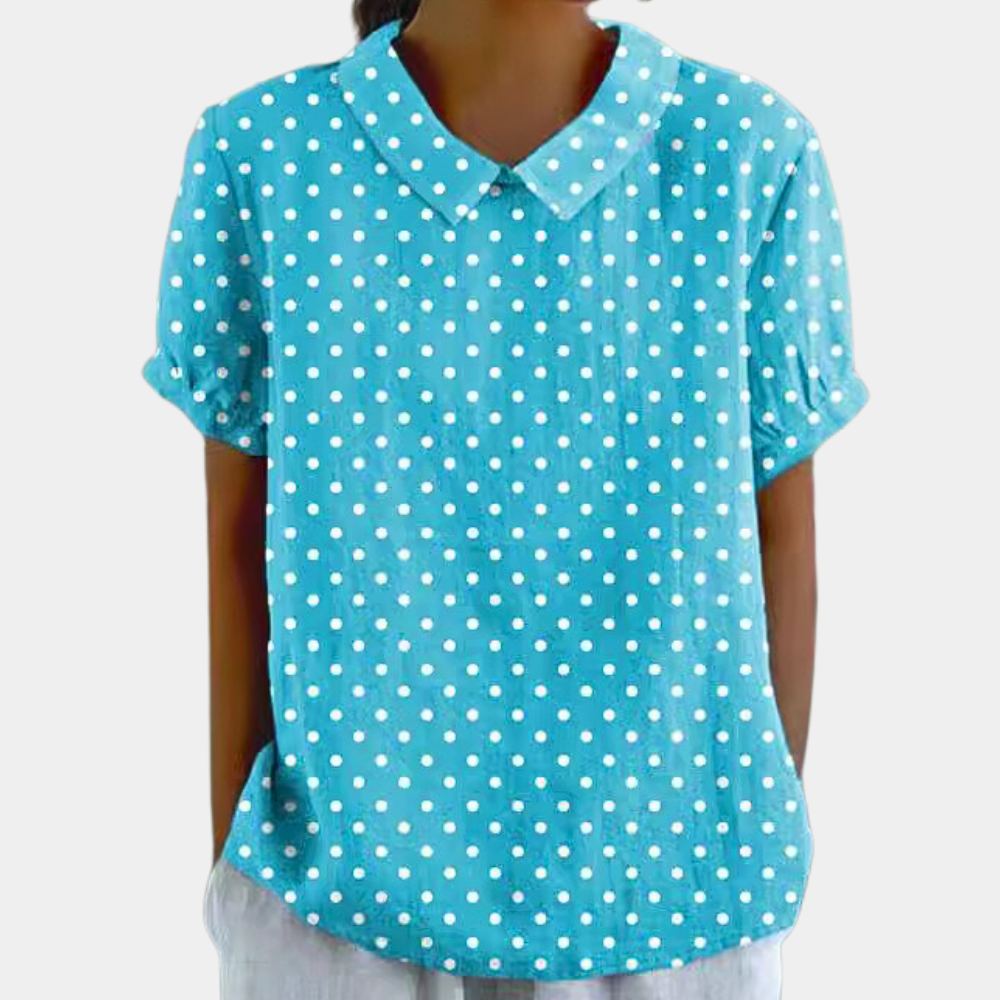 Blouse Femme à Manches Courtes avec Col et Imprimé Floral