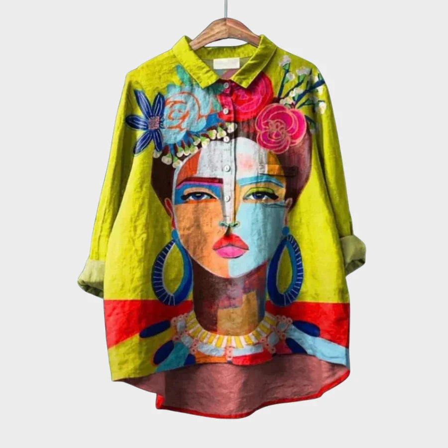 Blouse Femme à Manches Longues, Col V et Volants