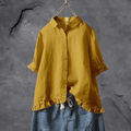Blouse Femme avec Volant en Bas et Manches Courtes