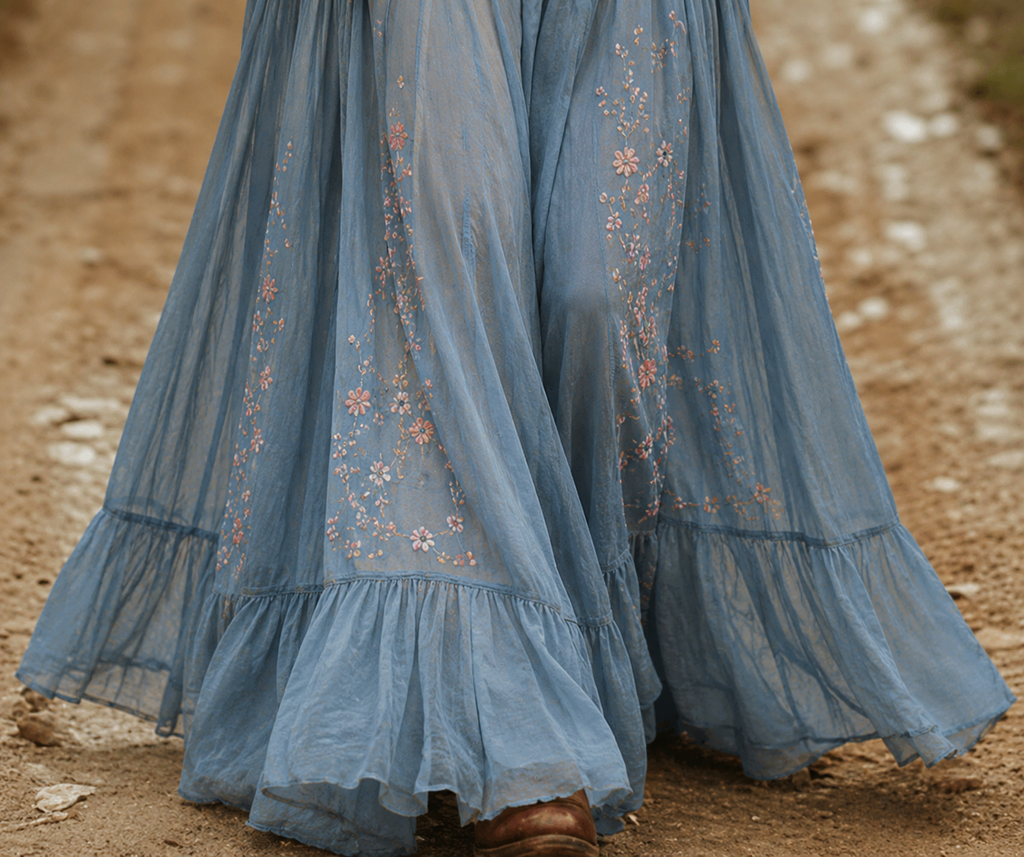 Robe Maxi Boho Femme avec Imprimé Floral, Manches Longues et Décolleté en V Profond