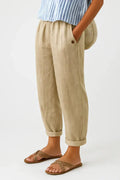 Pantalon Femme avec Taille Élastique, Poches Latérales et Jambes Reversées