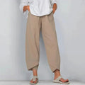 Pantalon Femme Modèle Large Avec Ourlet Croisé et Taille Élastique