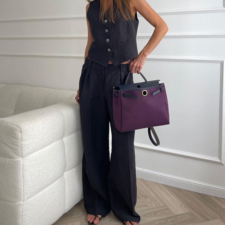 Ensemble de Vêtements Femme Gilet Sans Manches avec Pantalon Large