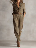 Combinaison Femme Carreaux avec Col et Poches Poitrine