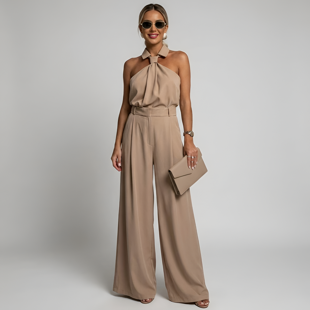 Combinaison Femme avec Col Halter et Pantalon Large