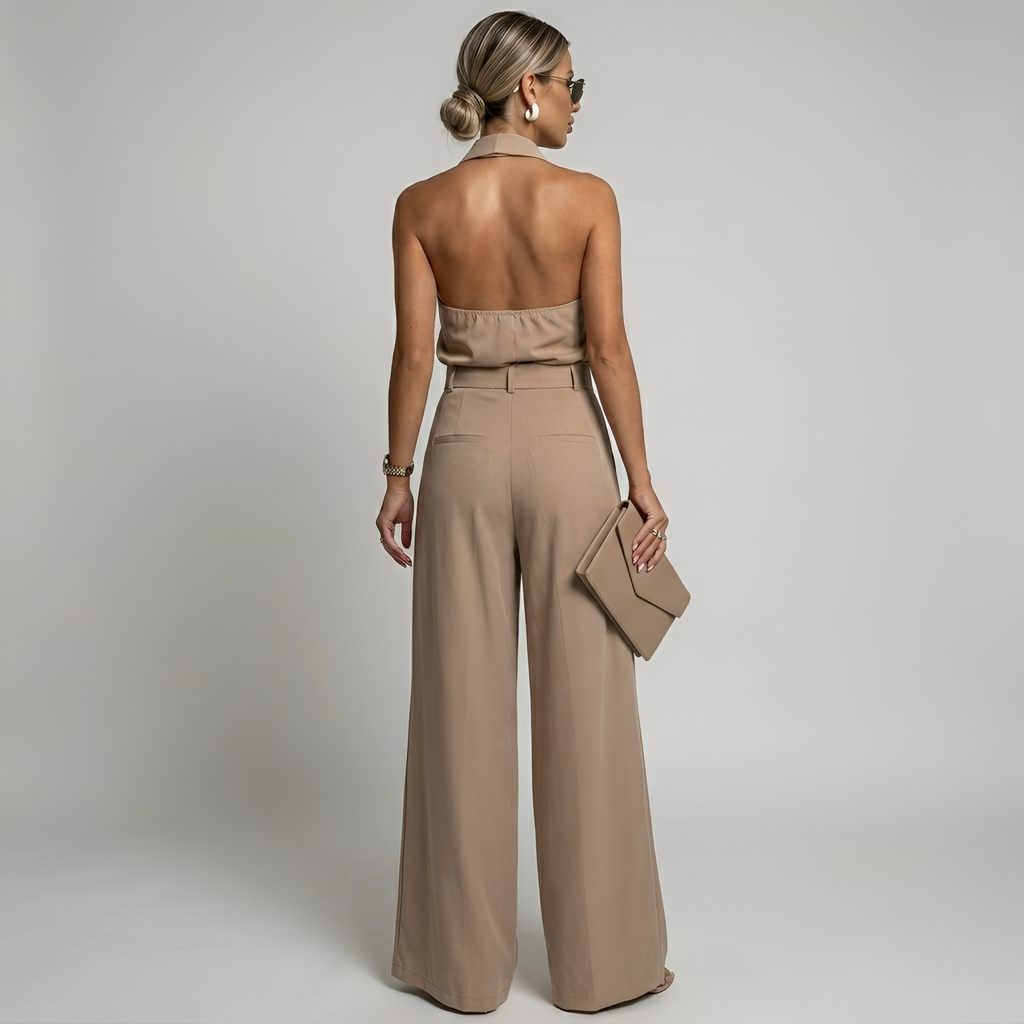Combinaison Femme avec Col Halter et Pantalon Large