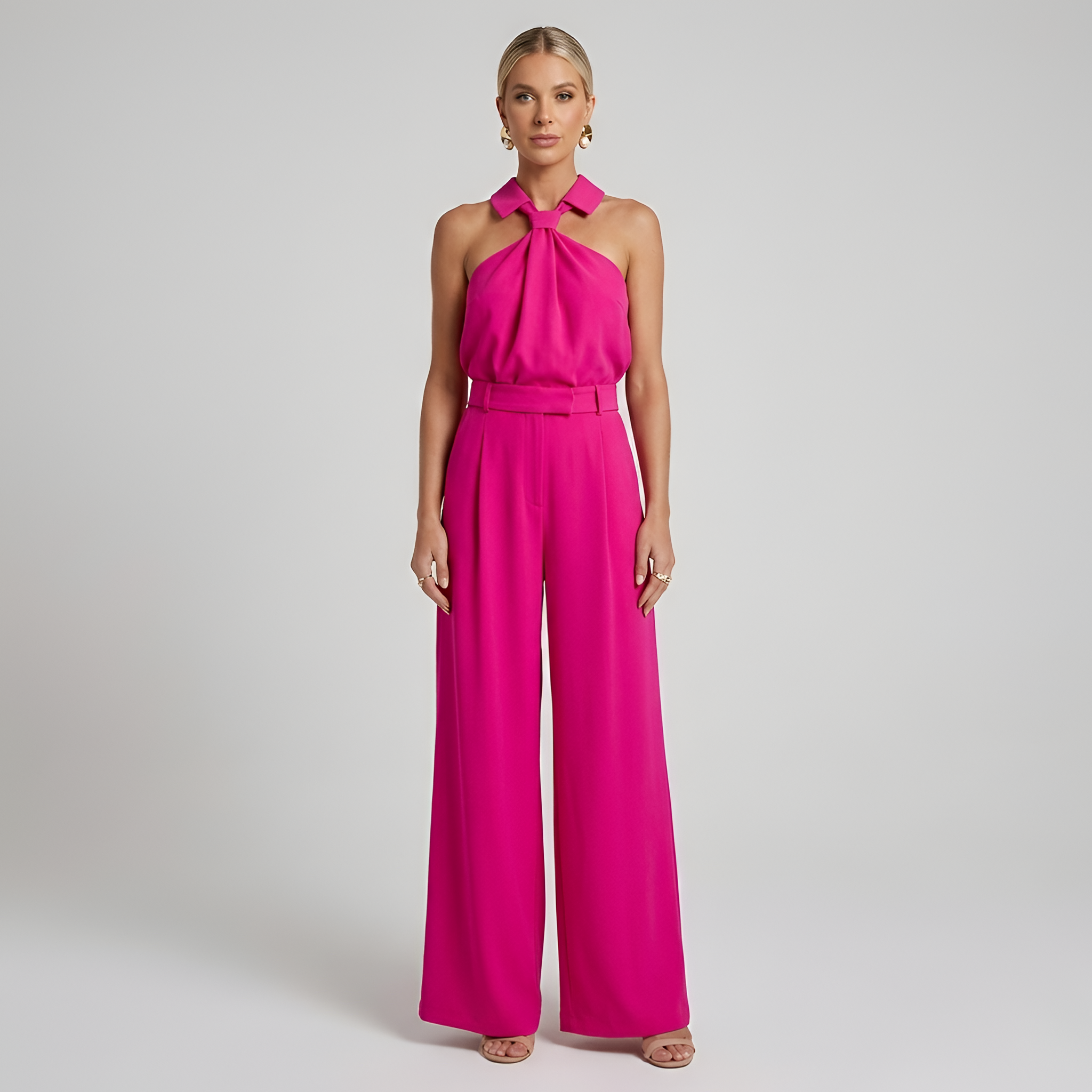 Combinaison Femme avec Col Halter et Pantalon Large